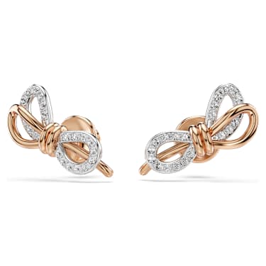 Clous d'oreilles Lifelong, Pavé, Nœud, Blanches, Finition mix de métal - Swarovski, 5743574