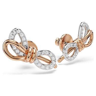 Kolczyki zapinane na sztyft Lifelong, Oprawa brukowa, Kokarda, Białe, Wykończenie z różnobarwnych metali - Swarovski, 5743574