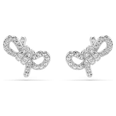 Cercei stud Lifelong, Pavé, Fundă, Albi, Placat cu rodiu - Swarovski, 5743575