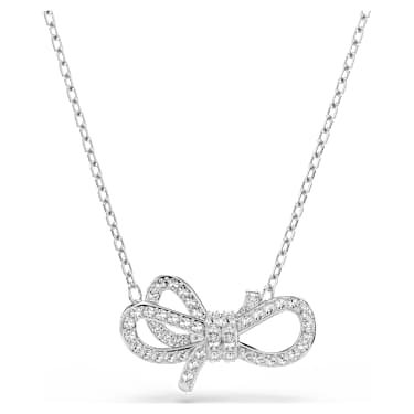 Lifelong 链坠, 密镶, 蝴蝶结, 白色, 镀铑 - Swarovski, 5743577