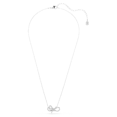 Lifelong pendant, Pavé, Bow, White, Rhodium plated - Swarovski, 5743577