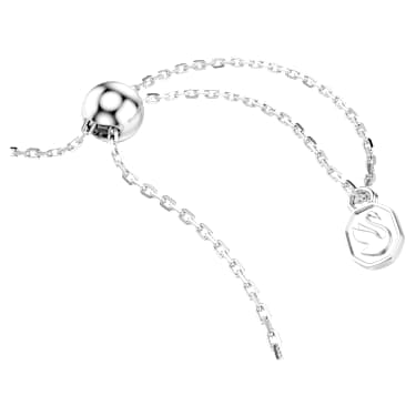 Lifelong bracelet, Pavé, Bow, White, Rhodium plated | Swarovski