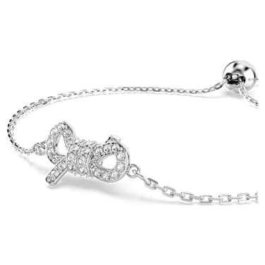 Braccialetto Lifelong, Pavé, Fiocco, Bianco, Placcato rodio - Swarovski, 5743578