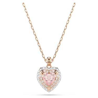 One 链坠, 心形切割，密镶, 心形, 粉红色, 玫瑰金色饰面 - Swarovski, 5743580