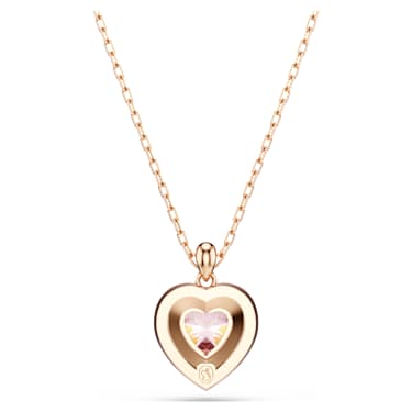 Pendente One, Taglio Heart, Pavé, Cuore, Rosa, Finitura oro rosa 18K - Swarovski, 5743580