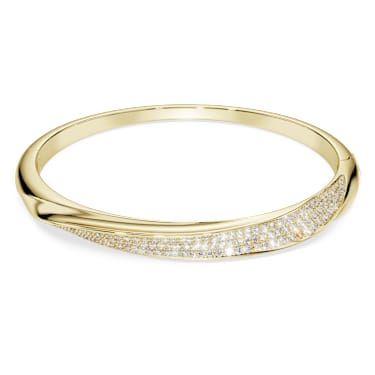 Swarovski Classica bangle, Round cut, White, Sterling silver, 18K gold finish - Swarovski, 5743629