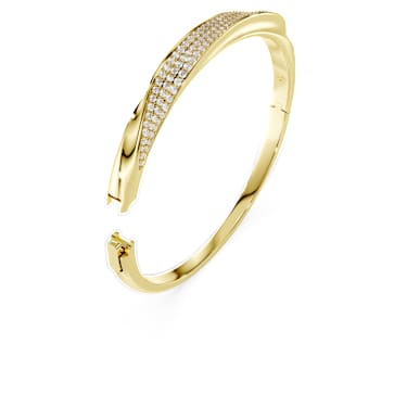 Swarovski Classica 뱅글, 라운드 컷, 화이트, 스털링 실버, 18k 골드 피니시 - Swarovski, 5743629