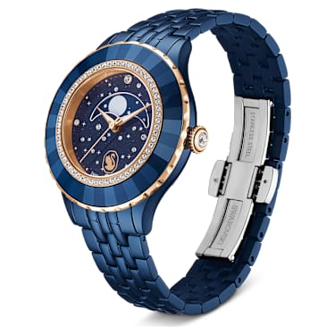 Octea moon watch, Swiss Made, Metal bracelet, Blue, Blue finish - Swarovski, 5743701