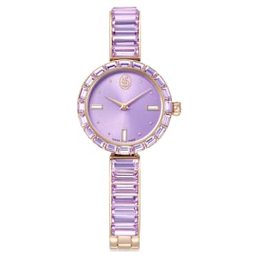 Matrix bangle watch, Swiss Made, Crystal bracelet, Purple, Champagne gold-tone finish - Swarovski, 5743713