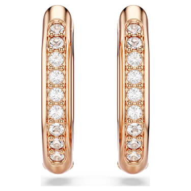 Dextera 大圈耳環, 八邊形, 圓形切割, 細碼, 白色, 鍍玫瑰金色調 - Swarovski, 5743798