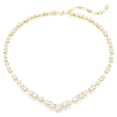Mesmera 项链, 混合切割, 白色, 金色饰面 - Swarovski, 5743826