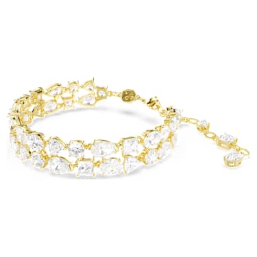 Mesmera bracelet, Mixed cuts, White, Gold-tone plated - Swarovski, 5743827