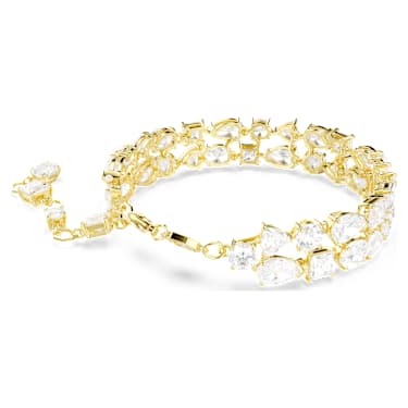 Braccialetto Mesmera, Taglio misto, Bianco, Finitura oro 18K - Swarovski, 5743827