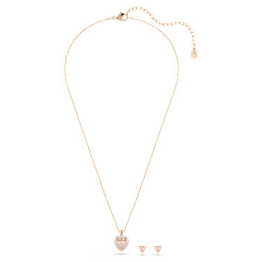SWAROVISKI パヴェ ハート ネックレス One set, Heart cut, Pavé, Heart, Pink, Mixed metal finish | Swarovski