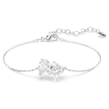 Braccialetto Mesmera, Taglio misto, Bianco, Placcato rodio - Swarovski, 5743896