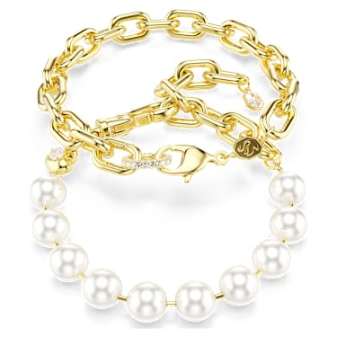 Colar Idyllia, Crystal Pearl, Branco, Lacado a dourado - Swarovski, 5743993