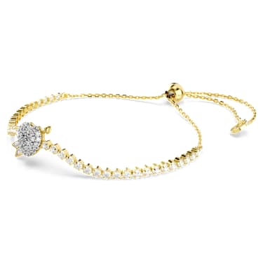 Idyllia 브레이슬릿, 믹스 컷, 하트 위드 애로우, 화이트, 골드 톤 플래팅 - Swarovski, 5744061