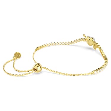 Náramek Idyllia, Různé výbrusy, Srdce se šípem, Bílá, Pokoveno ve zlatém odstínu - Swarovski, 5744061