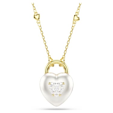 Pandantiv Idyllia, Tăieturi mixte, Inimă, Alb, Finisaj din aur de 18k - Swarovski, 5744127