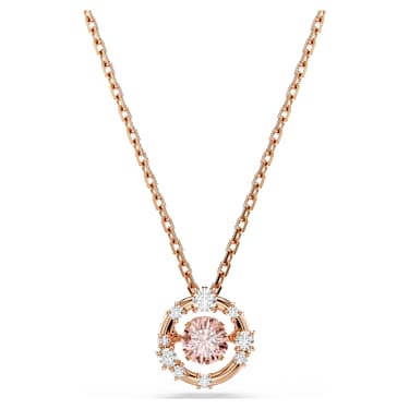 Pendente Constella, Taglio Round, Dancing stone, Rosa, Finitura oro rosa 18K - Swarovski, 5744244