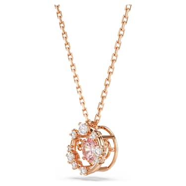 Pendentif Constella, Taille ronde, Dancing stone, Rose, Doré à l’or rose 18 carats (750/1000) - Swarovski, 5744244
