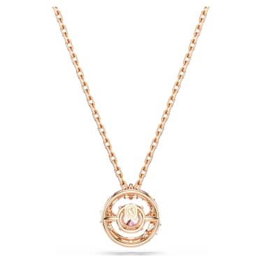 Colgante Constella, Talla redonda, Dancing Stone, Rosa, Baño tono oro rosa - Swarovski, 5744244