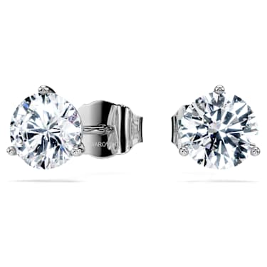 Eternity stud earrings, Lab-grown diamonds 2.0 ct tw, Round shape, 14K white gold - Swarovski, 5744254
