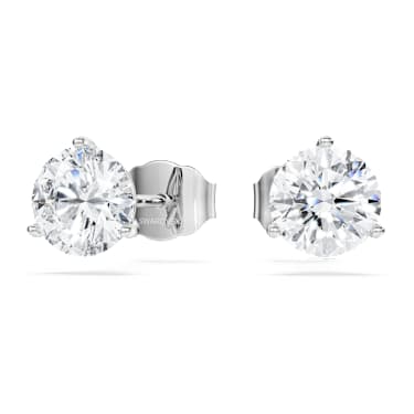 Eternity stud earrings, Lab-grown diamonds 2.0 ct tw, Round shape, 14K white gold - Swarovski, 5744254