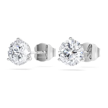 Eternity stud earrings, Lab-grown diamonds 2.0 ct tw, Round shape, 14K white gold - Swarovski, 5744254