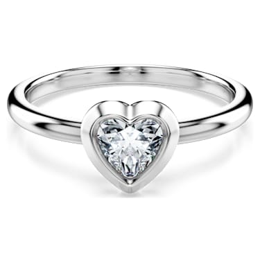 Eternity 單鑽戒指, 總重 0.5 克拉培育鑽石，心形, 銀 - Swarovski, 5744548
