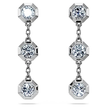 Octagon Oorhangers, Laboratorium-diamanten 0,6 ct tw, Round-vorm, Sterling zilver - Swarovski, 5744549