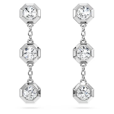 Octagon 드롭 이어링, 랩 그로운 다이아몬드 0.6ct tw, 라운드 쉐입, 스털링 실버 - Swarovski, 5744549