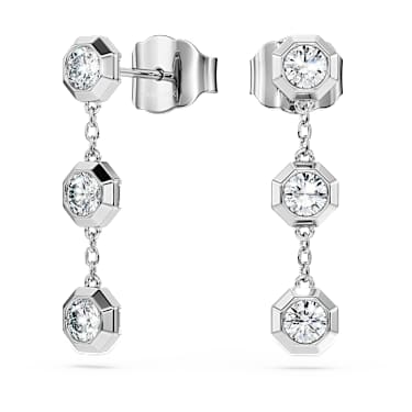 Viseči uhani Octagon, Laboratorijsko gojeni diamanti 0,6 ct tw, Okrogla oblika, Srebro Sterling - Swarovski, 5744549