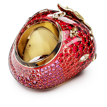 Idyllia Motivring, Blandade slipningar, Jordgubbe, Röd, 18K guldfinish - Swarovski, 5744916