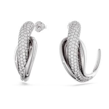 Swarovski Classica Kreolen, Statement, Rundschliff, Weiß, Sterlingsilber - Swarovski, 5745013