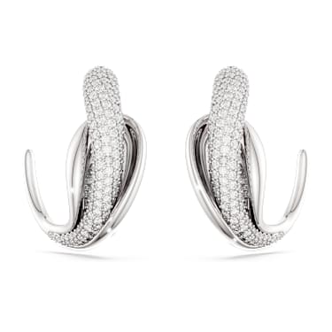 Swarovski Classica Kreolen, Statement, Rundschliff, Weiß, Sterlingsilber - Swarovski, 5745013