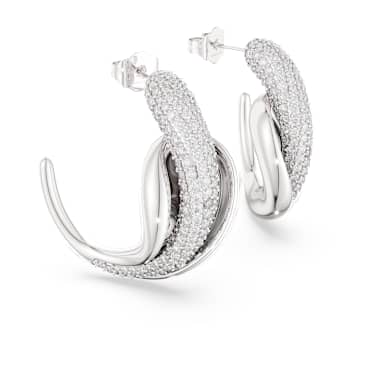 Kruhové náušnice Swarovski Classica, Statement, Kulatý výbrus, Bílá, Sterlingové stříbro - Swarovski, 5745013