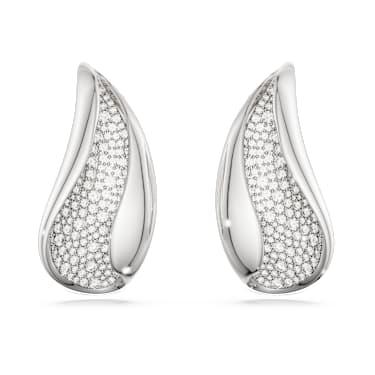 Swarovski Classica Klipsli Küpeler, Çarpıcı, Yuvarlak kesim, Beyaz, Som gümüş - Swarovski, 5745014