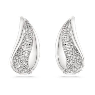 Swarovski Classica Klipsli Küpeler, Çarpıcı, Yuvarlak kesim, Beyaz, Som gümüş - Swarovski, 5745014