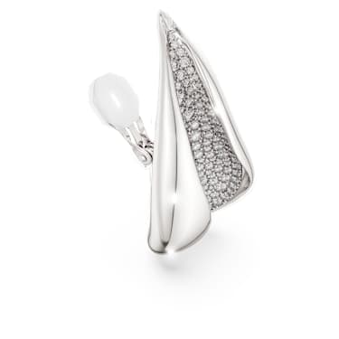 Swarovski Classica Klipsli Küpeler, Çarpıcı, Yuvarlak kesim, Beyaz, Som gümüş - Swarovski, 5745014