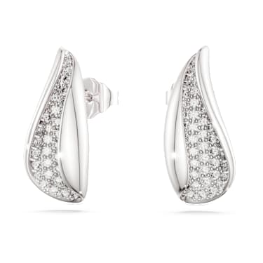 Swarovski Classica drop earrings, Round cut, White, Sterling silver - Swarovski, 5745016