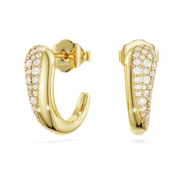 Swarovski Classica Kreolen, Rundschliff, Weiß, Sterlingsilber, 18K Goldbeschichtet - Swarovski, 5745020