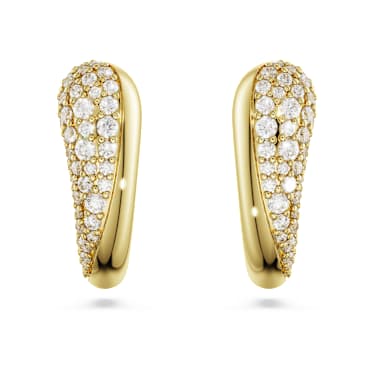 Pendientes de aro Swarovski Classica, Talla redonda, Blancos, Plata de ley, acabado en oro de 18 quilates - Swarovski, 5745020
