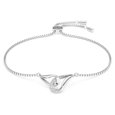 Zapestnica Classica, Okrogli rez, Prepletanje, Bela, Srebro Sterling - Swarovski, 5745569