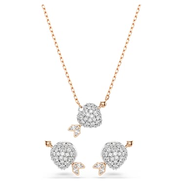 Idyllia 套裝, 混合式切割, 心與箭頭, 白色, 鍍玫瑰金色調 - Swarovski, 5745580