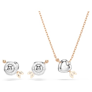 Idyllia set, Verschillende slijpvormen, Hart met pijl, Wit, 18k roségouden afwerking - Swarovski, 5745580