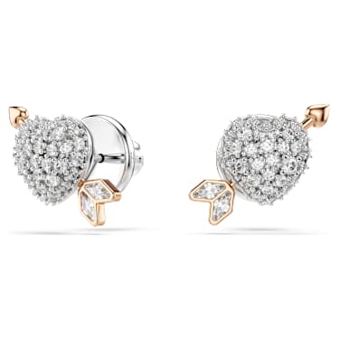 Set Idyllia, Taglio misto, Cuore con freccia, Bianco, Finitura oro rosa 18K - Swarovski, 5745580