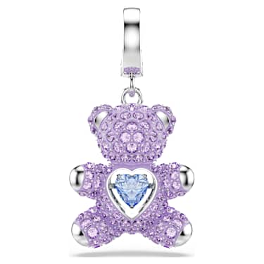 Charm Idyllia, Tallas mixtas, Osito, Morado, Baño de rodio - Swarovski, 5745610
