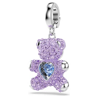 Charm Idyllia, Tallas mixtas, Osito, Morado, Baño de rodio - Swarovski, 5745610