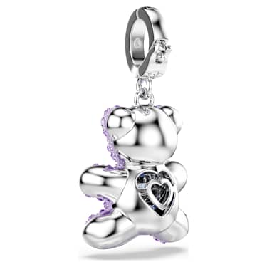 Charm Idyllia, Tallas mixtas, Osito, Morado, Baño de rodio | Swarovski